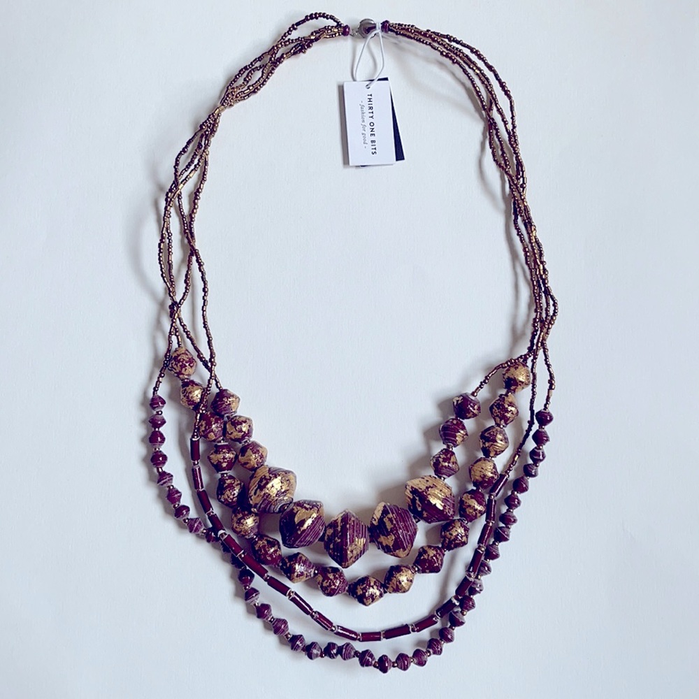 NWT 31 Bits Plum Gold Necklace